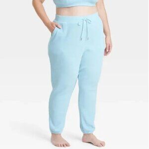 Auden Women’s XXL Baby Blue Waffle Knot Drawstring Jogger Sweatpants Loungewear